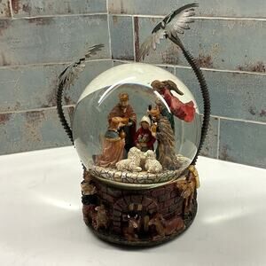 Vintage Roman Inc Musical Nativity Scene Music Box Snow Globe